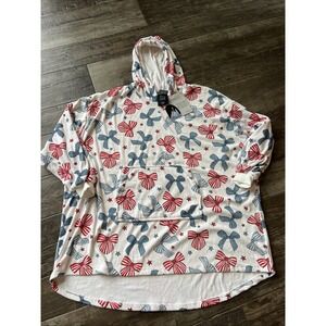 NWT Marlo Lorenz Throwzy Croquette Wearable Poncho Coverup O/S Stars Bow's‎